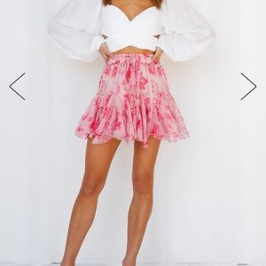 Fun Hello Molly pink floral mini skirt. Size small, new without tags.